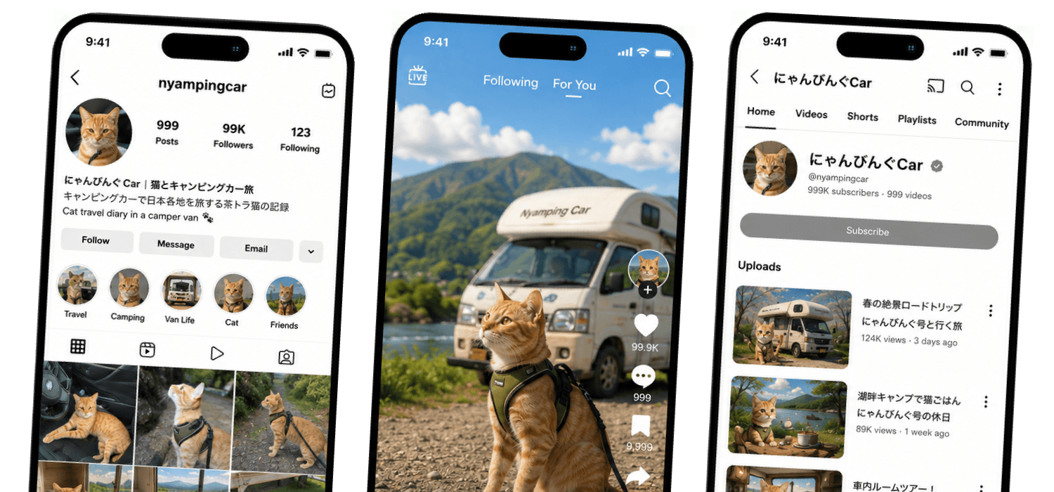 Instagram・TikTok・YouTubeの投稿画面